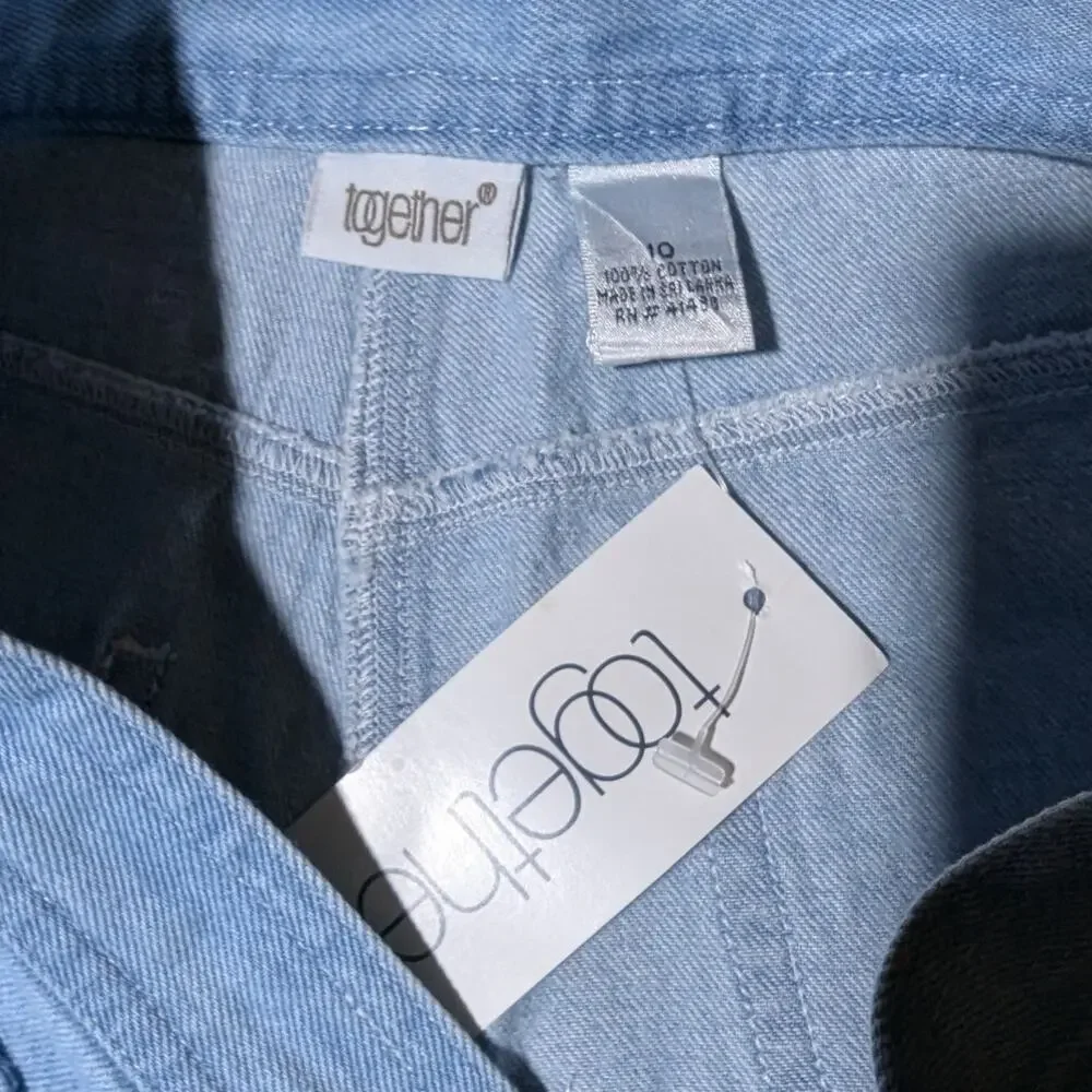 Vtg 1990s Together Blue Floral Embroidered High Rise Tapered Mom Jeans 10 NWT